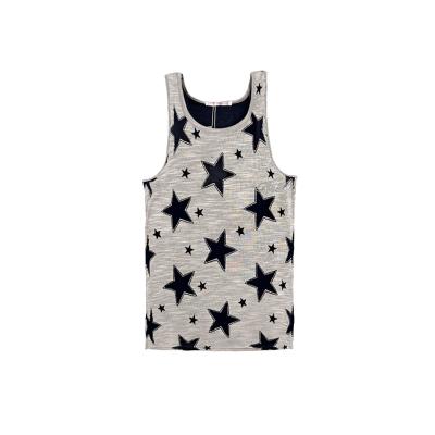 China Summer Children's Wholesale Breathable Solid Color Round Neck Cotton Factory Spring Star Printing Decorative Girls Invest for sale