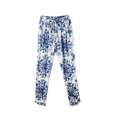 China Anti-pilling spring and summer fashion all-match blue and white style china waist girls casual elastic pants for sale