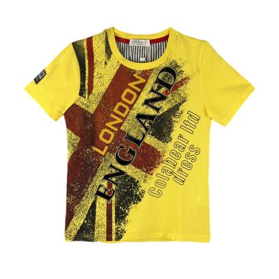 China High Quality Essential Yellow Casual Boy Letter Cotton Fashion Summer Boutique Dropshipping Short Sleeve Anti-shrink Printing for sale