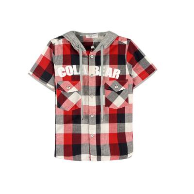 China Summer factory custom anti-pilling comfort fit letter print boys plaid shirts wholesale price new hot casual design for sale