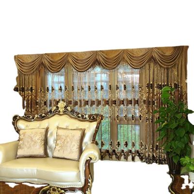 China Blackout Curtain Hollow-out Chenille Fabric Finished Hollow-out European Embroidered Curtain In Living Room Coffee Color for sale