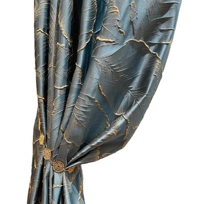 China Dark Blue Blackout Relief Gold Foil Shading Living Room Three-Dimensional Modern Light Luxury Curtain for sale