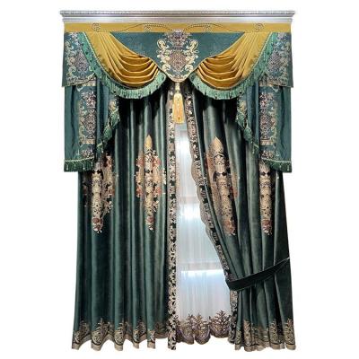 China Fireproof European Curtains Living Room Dark Green Palace Atmosphere Luxury Ice Velvet Villa High Grade Royal Bedroom Shading Finish for sale