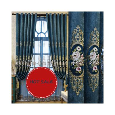 China High Quality Elegant Embroidered 100% Embroidered Blackout Window Curtains Polyester Window Wave Curtain for sale