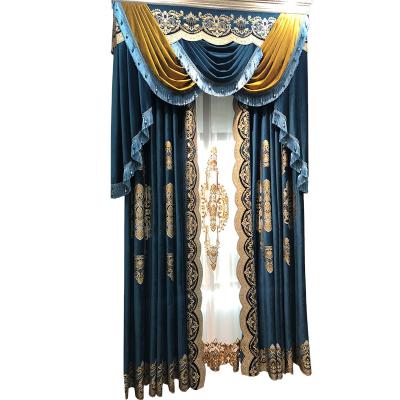 China European gilding luxury high-end french blackout embroidery double-layer curtain chenille jacquard living room curtain drapery for sale