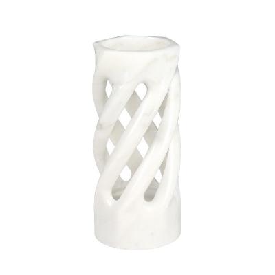 China High-grade modern luxury natural marble dry designer showroom flower vase cavity light flower ware simulation flower show house for sale