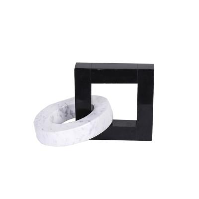 China Modern Quiet Creative Marble Geometric Ring Decoration Square Wind Bedroom Accessories Mosaic Ring Table Modern Home Decoration for sale