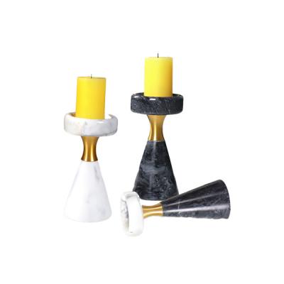 China Modern Light Luxury Marble Metal Candlestick Living Room Decor Candlestick Desk Decoration for sale