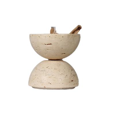 China Modern Spherical Marble Natural Marble Cabinet Home Living Room TV Soft Censer Travertine Censer Desktop Decorative Pieces for sale