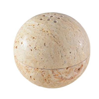 China Modern Natural Stone Incense Holder Buddha Ramadan Arabian Travertine Ball Mubkhar Travertine Wooden Marble Censer for sale