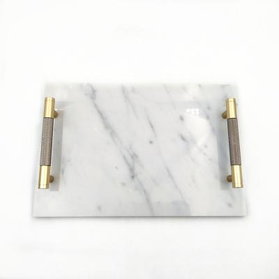 China Modern upholstery tray for interior family bathroom decorated with white marble with metal handle for sale