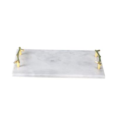 China Modern Modern simple marble metal handle tray Creative household toiletries table cosmetics table storage tray for sale