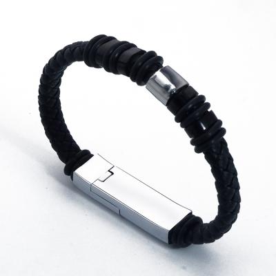 China 2.4A Charging Wristband Short Leather Strap Reutilizable USB Charging Data Cable For Type C Iphone Short Portable Micro Charger for sale