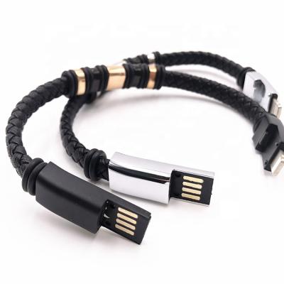 China wholesale new product 2.4A wristband data cable charger USB fast charging data cable mobile phone charging data line black wristband cable for sale