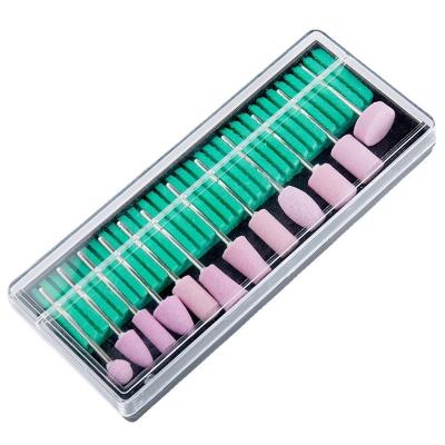 China Remove Nail Polish Set 12 PCS Pink Quartz Stone Nail Drills Electric Portable Holder Diamond Nail Drill Bit Set Wool Nail Bits for sale