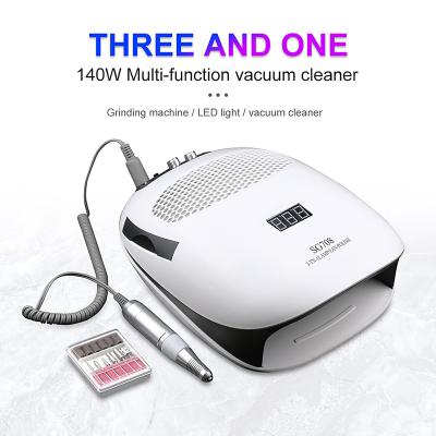 China Professional Stainless Steel Nail 4-in-1 Lamp Collector Vacuum Filter Salon Dryer Dryer Polishing Fan Suction Dust Cleaner 140w UV Manicure UV Clean for sale