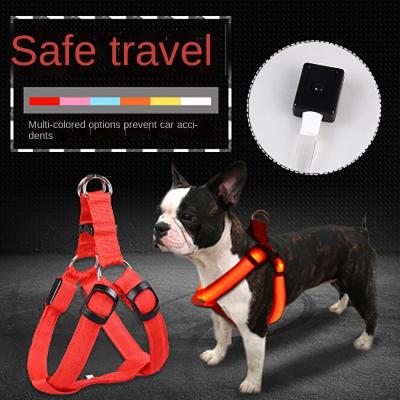 China Lights Wholesale Custom Safety Night Safety Adjustable USB Rechargeable Dog Harness Adjustable Glowing Flashing Led Vest for sale