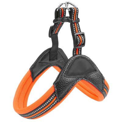 China OEM Designer Pu Leather Reflective Custom Luxury Pet Harness For Large Dog for sale