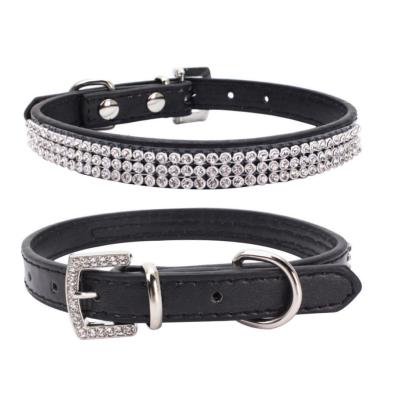 China Manufacturer Wholesale Bling Rhinestone Personalized PU Leather Pet Collar For Dog Cat Pet Accessories Crystal Diamond Dog Collar for sale