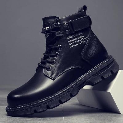 China PU Leather Boots High Top Boots Anti-slippery Shoes Travel Shoes Men for sale