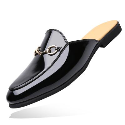 China Fashion Trend Styles New Black Color Microfiber Shoes Men Leather Upper Slippers for sale