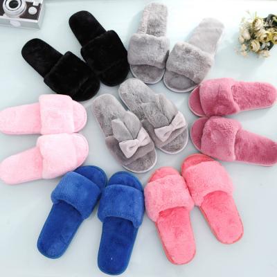 China CUSHIONING Furry Home Women's Winter Rabbit Hair Slippers Ladies Slippers for sale