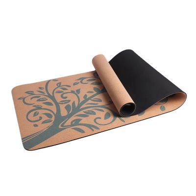 China Logo Anti Slip Buy Natural Custom Made Eco-Friendly Comfortable Cork Rubber Design Yoga Mat for sale