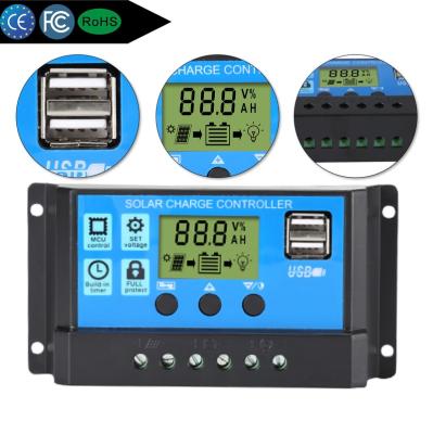 China Charger Controller 12V /24V/48v 10A/20A/30A Solar Controller Manual PWM Solar Charge Controller for sale