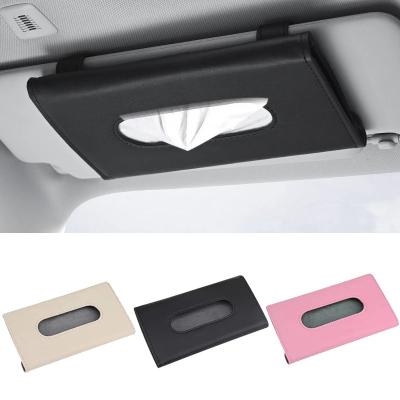 China Car Accessories Tissue BOX Holder Paper Towel Box PU Leather Tissue Box Holder For Car Sun Visor Back Seat for sale