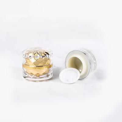 China Variety 5g 7g In Stock Ready To Ship Low MOQ Gold Silver Diamond Cosmetic Jars Plastic Lip Acrylic Rub Container Jar for sale