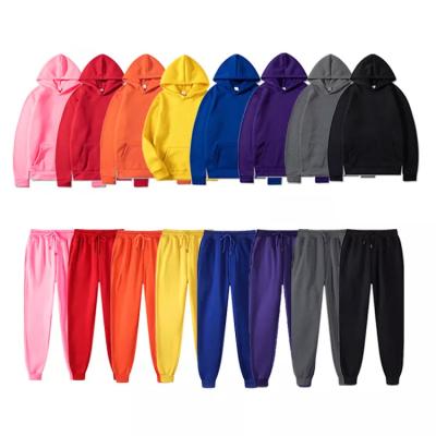 China Custom QUICK DRY high quality logo manufacturer unisex factory empty tracksuits plus size plain sweatpants and hoodie set with print logo for sale