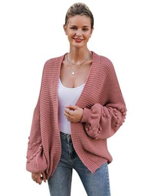 China Anti-Wrinkle Women's Oversized Lantern Sleeve Cozy Twisted Knit Cardigan Sweater for sale