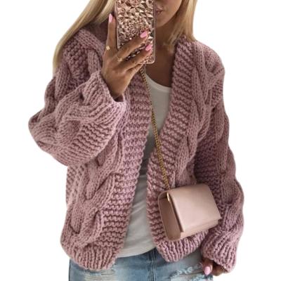 China Hot Selling Anti-wrinkle Autumn Thicken Women's Sweaters Acrylic Knitted Casual Sweater Cardigan Sweaters for sale