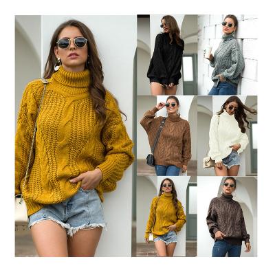 China 2022 Wholesale Anti-Wrinkle Woman Turtle Neck Plus Size Knitted Sweater Long Sleeve High Quality Sweater Women Winter Casual Knitwear for sale