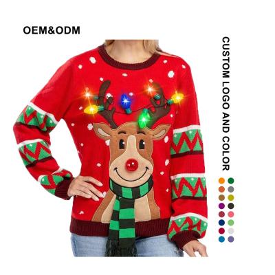 China 2022 New Pattern ODM Winter Party Eco Plus Size Eco Fashion Stylish Knitting Oversized Anti-wrinkle Pattern Christmas Jumper Pullover Ugly Sweater Women's for sale