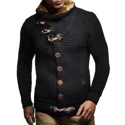 China Anti-Wrinkle Thick Coat Button Up Winter Turtle Neck Knit Men Plus Size Sweaters for sale