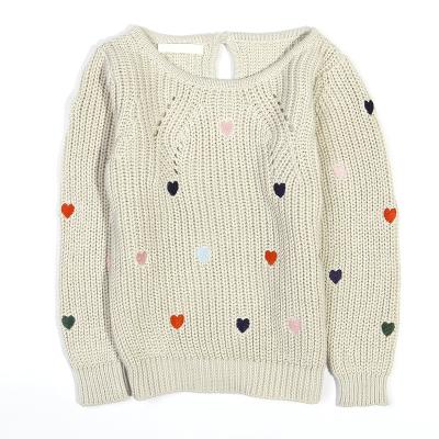 China custom heart embroidered Anti-wrinkle baby knitted pullover kids sweaters for girls for sale