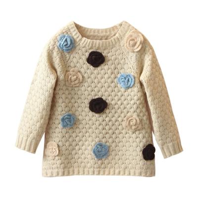 China 2021 Anti-wrinkle Best Selling High Quality Baby Girl Colorful Flower Popcorn Knit Sweaters for sale