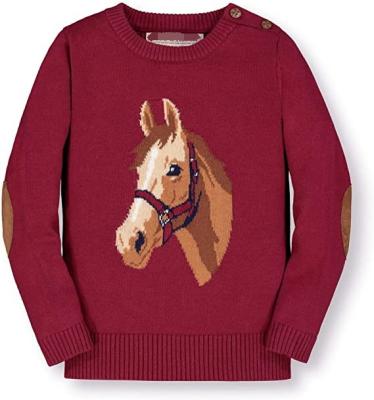 China 2021 Hot Selling Anti-wrinkle OEM Custom High Quality Fashion Flower Horse Knit Girls' Sweaters for sale