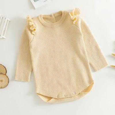 China New Casual Fall Kid Clothes Wholesale Baby Ruffle Trim Knit Jumpsuit for sale