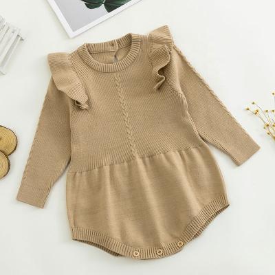 China New Casual Autumn Kid Clothes Wholesale Baby Ruffle Trim Sweater Jumpsuit for sale