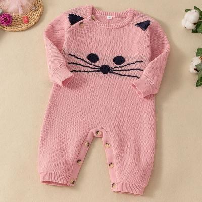 China Wholesale Cute Cartoon Pattern Baby Spring Style Raglan Sleeve Knit Jumpsuit for sale