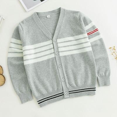 China Anti-pilling Manufacturer Warm Striped Pattern China Button French Cardigans Baby Boy Uniform Knit Sweater Front Boys Cardigan for sale