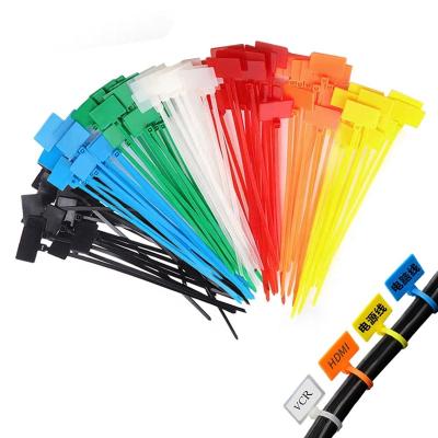 China Self Locking Marker Nylon Cable Ties Rope Tags Marker Label 4 6 8 Inch Ethernet Wire Zip Ties Operate Enrollment Label for sale