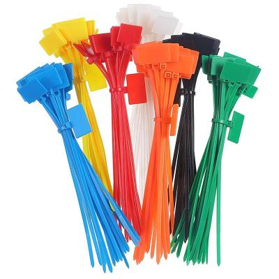 China 100 Pieces 4 Inch Cable Marker Ties 3x100 Nylon Cable Labels Tags Colorful Zip Ties Nylon Wire Labels Plastic Tags for sale