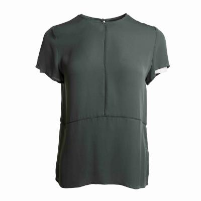 China Anti-Wrinkle Wholesales 2021 New Trend Design Women's Business Shirt Dark Green Half-Sleeved Casual T-Shirt for sale