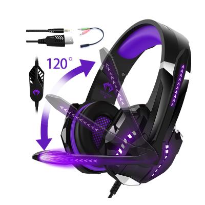 China Best Cheap Earphone PS4 Noise Cancel Colorful LED Gaming Headset Gaming Headband Headphones With Mic For PC XBOX for sale