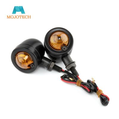 China Universal 2PCS LED Motorcycle Black Bullet Turn Signal Lights Amber Indicators Flowing Water Blinkers Lamp For Harley Sportster KC808 for sale