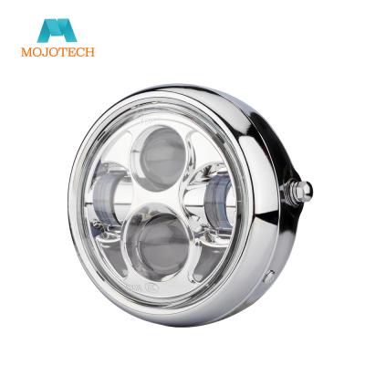 China Motorcycle LED Round Headlight Beam Angel Eye DRL High Low Headlamp For Harley Sportster Cafe Racer Bobber Honda CB400 GNXW for sale