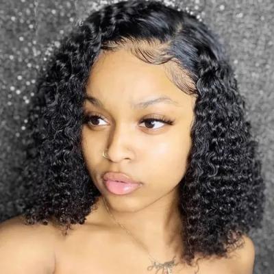 China 100% Virgin Human Hair Wig Body Wave Curly Brazilian Short Water Lead Wig 100% Curly Hair Hd Lace Front Wigs For Black Women for sale